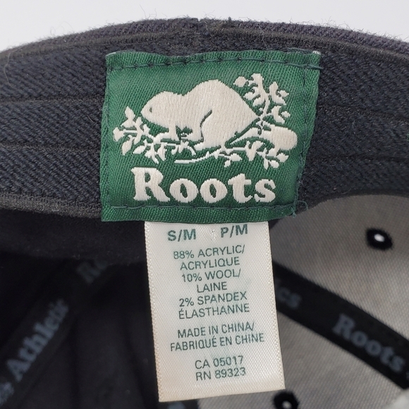 ROOTS CANADA BLACK BASEBALL HAT CAP WOOL BLEND FITTED MEN SMALL MEDIUM - Picture 11 of 13